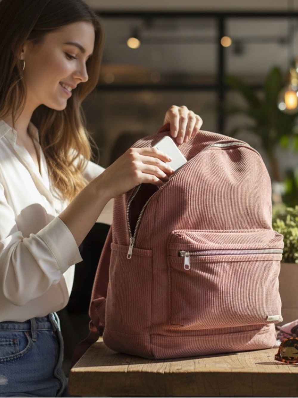 PINK Victoria’s Secret Corduroy School Backpack Sheer Velvet